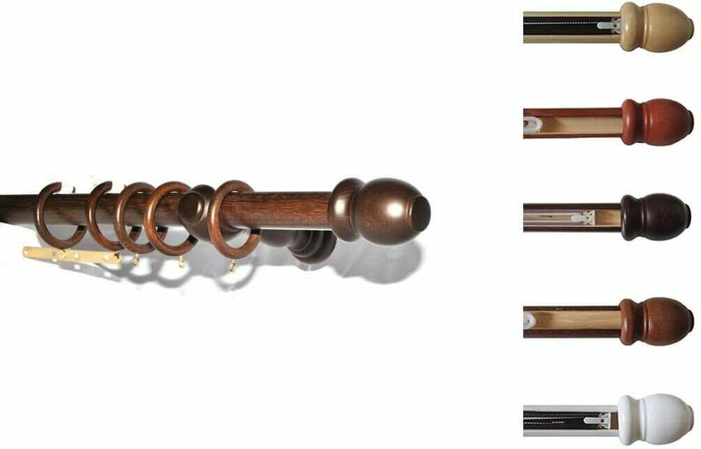 Kit Bastone Per Tende Bianco 300 Cm 20 Mm Terminale Cilindro In Legno Fissaggio A Soffitto Boulet 93843007