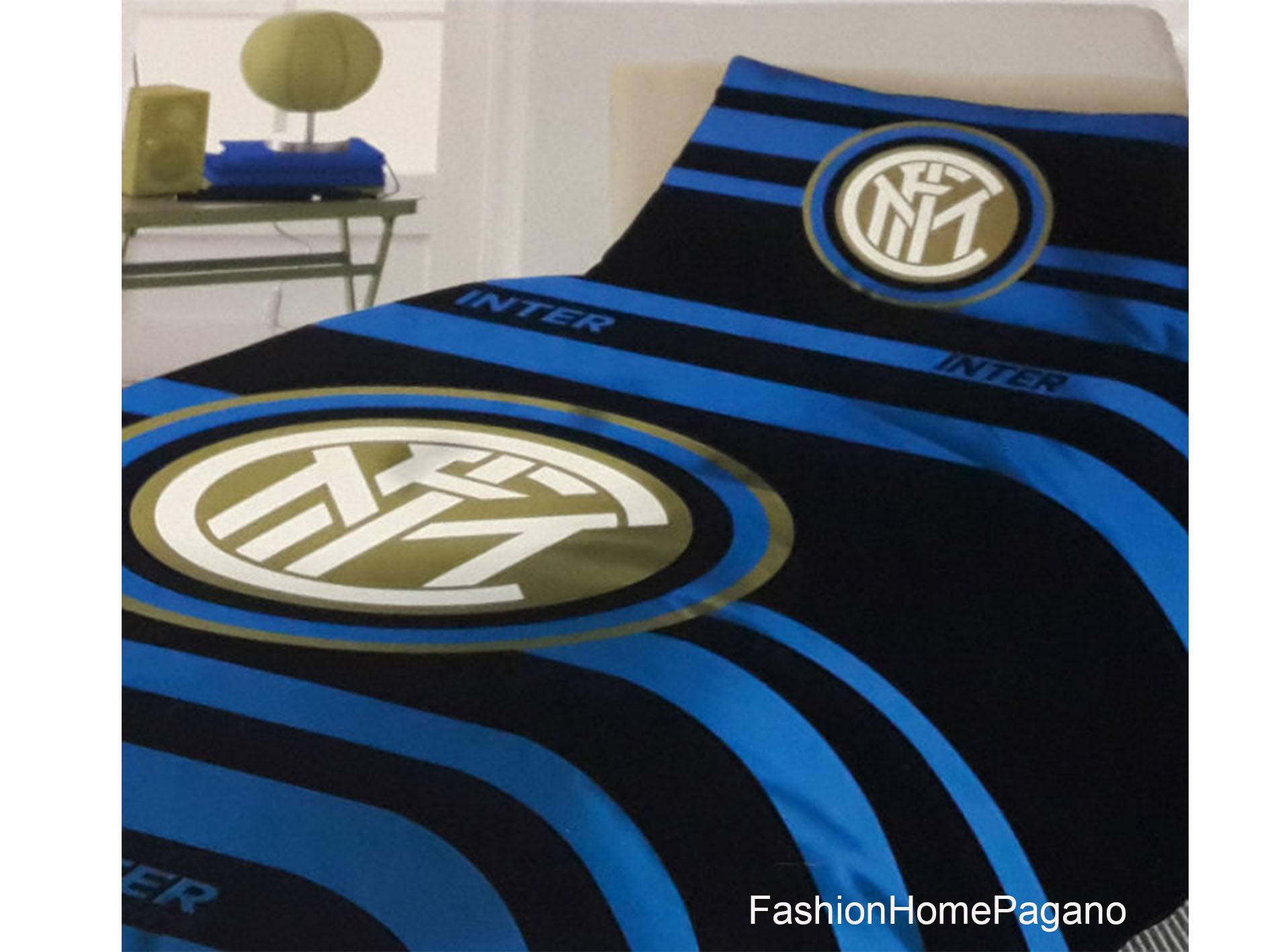 Completo lenzuola cotone singola disegno Inter Blu Completo lenzuola cotone singola disegno Inter Blu