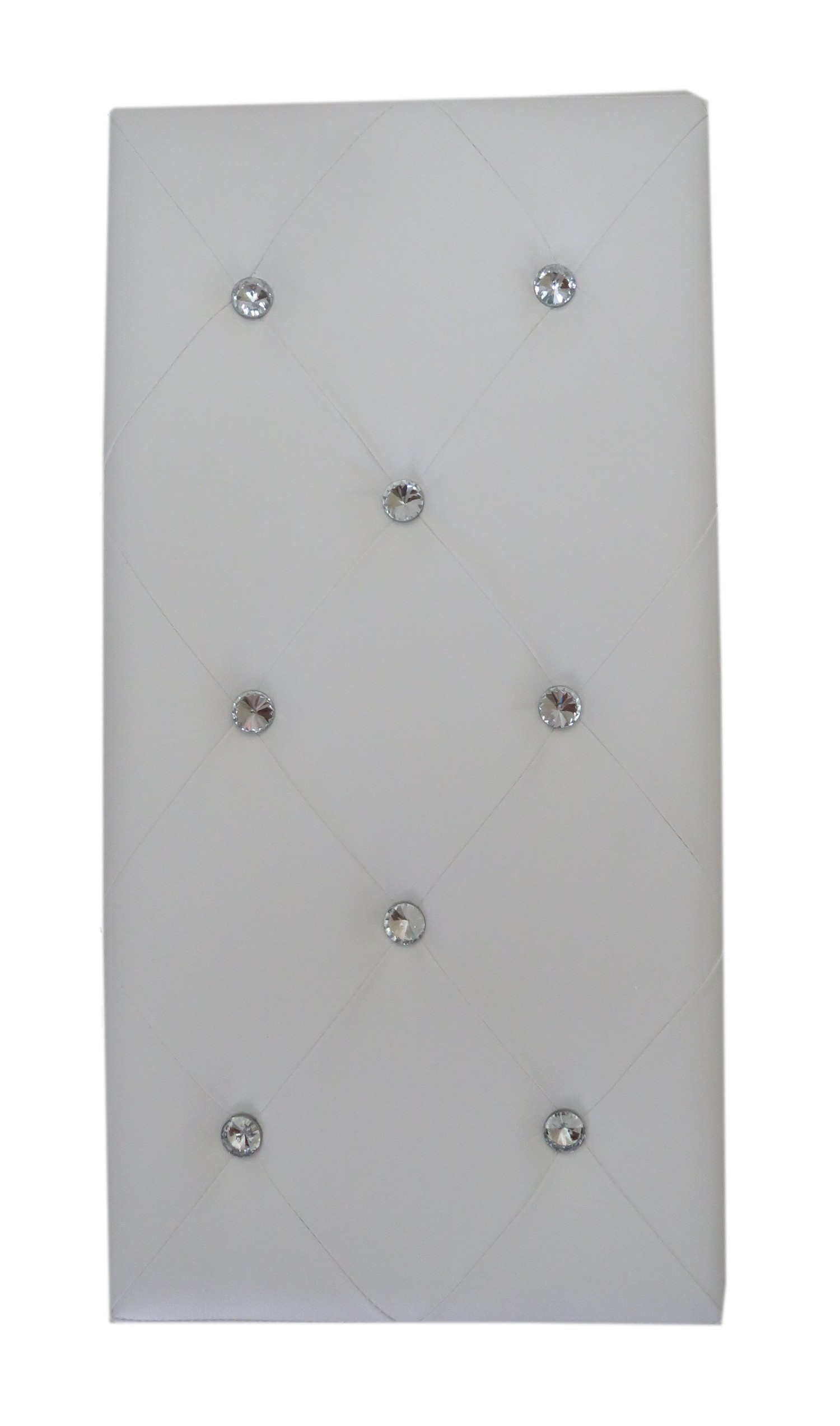 Cassapanca Contenitore Pouf Portaoggetti Poggiapiedi Diamante Strass Swarovski Tinta Unita 76x38x38 Bianco 90171088
